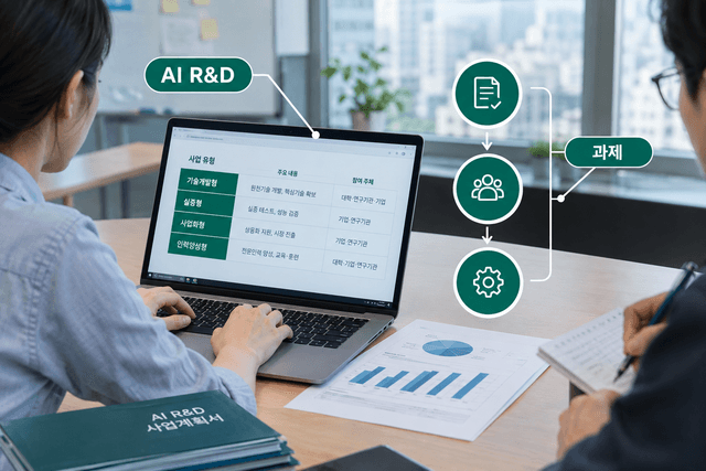 AI R&D 정부 과제를 네 가지 유형으로 나누고 기업이 역량에 맞춰 참여 전략을 세우는 과정을 담은 커버