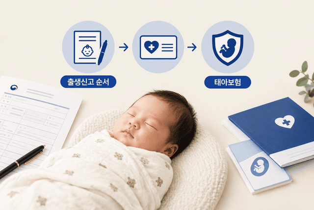 출생 직후 출생신고, 건강보험 피부양자 등재, 태아보험 자녀 등재를 어떤 순서로 처리하는지 단계별로 정리한 안내