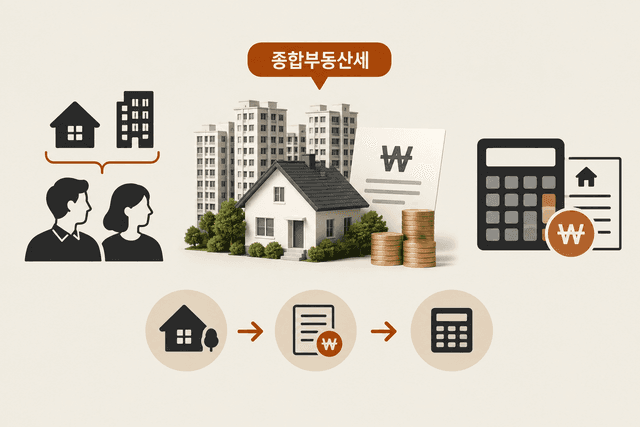 종합부동산세 과세 대상과 세액이 공시가격에서 여러 단계를 거쳐 정해지는 계산 구조를 다룬 글