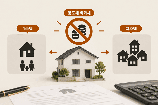 집 한 채를 팔 때 세금이 붙는지 가르는 1세대 1주택 비과세 요건과 이사·상속 특례의 판단 구조를 정리한 안내