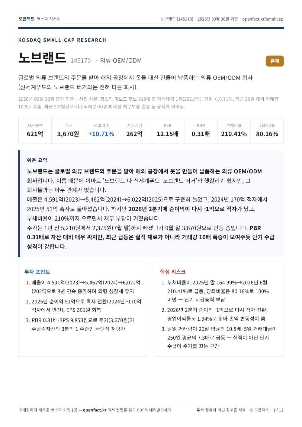 노브랜드 리포트 1쪽