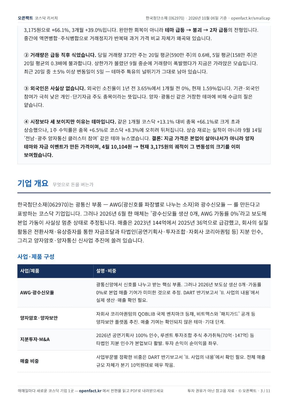 한국첨단소재 리포트 3쪽