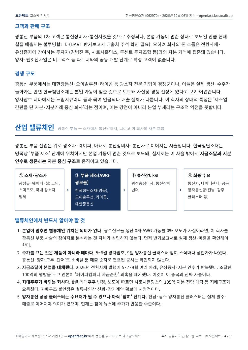 한국첨단소재 리포트 4쪽