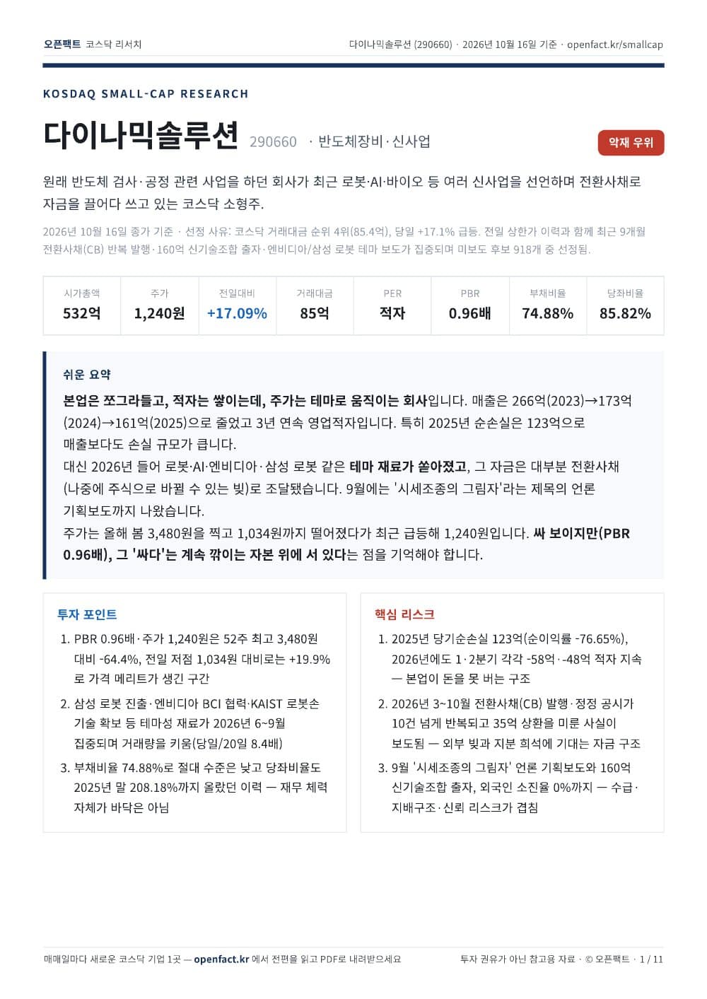다이나믹솔루션 리포트 1쪽