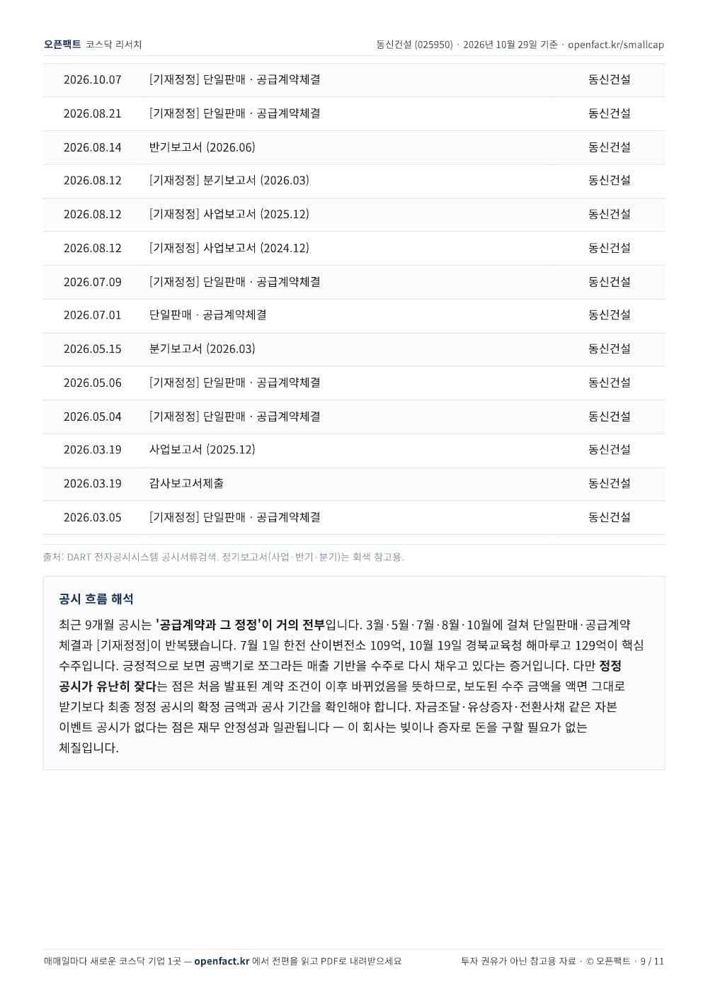 동신건설 리포트 9쪽